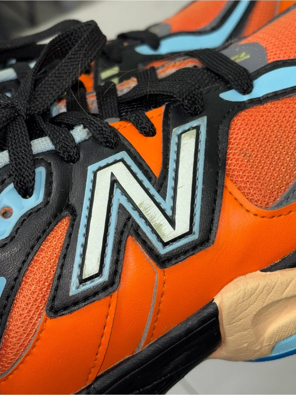 New Balance Kids Bright Orange & Light Blue Athletic Sneakers